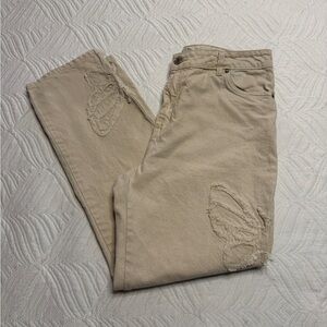 Malayerba Women’s Cream Denim High Rise Jeans. Size 8